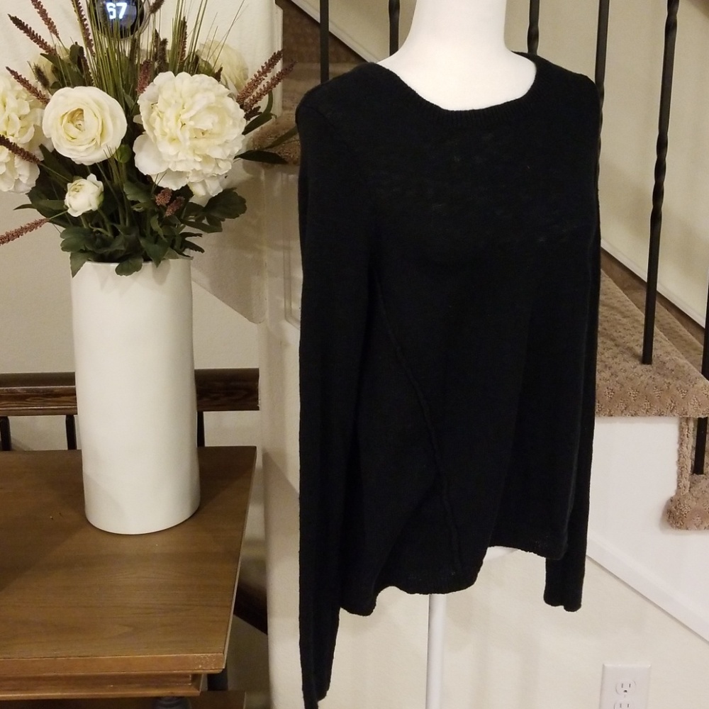 Navy Chiffon Back sweater